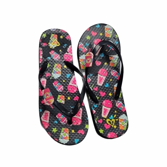 3/$15 Justice Girl's Slurpee Emojie Charmed Flip Flops▪︎ - Picture 2 of 10